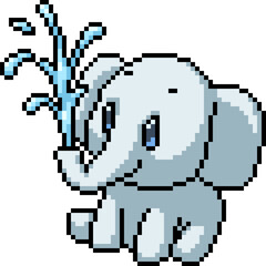 Obraz premium pixel art of baby elephant water spray