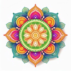 Mandala art design also called rangoli, decorative elements on white background
