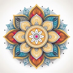 Mandala art design also called rangoli, decorative elements on white background