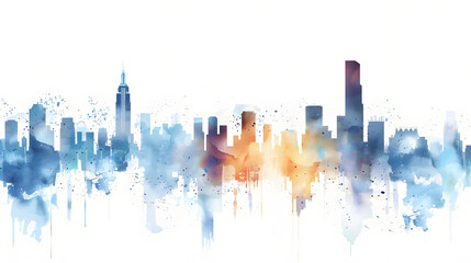 Obraz premium Building Skyline Frame Background watercolor