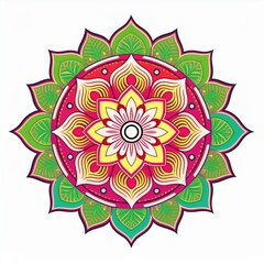 Mandala art design also called rangoli, decorative elements on white background