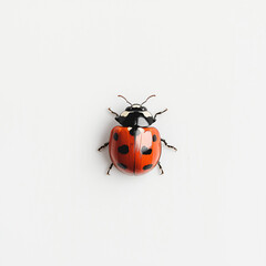 Fototapeta premium A highly detailed photograph of a bright red ladybug with black spots on a white background