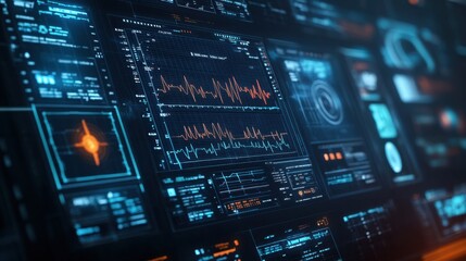 Digital medical record concept with a sleek, high-tech interface, representing advanced healthcare technology.