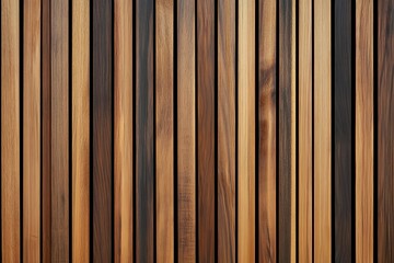  Wooden wall made of vertical panels. Line slats made of wood for a modern interior. Timber planks for cladding facades or fences. Material for cladding in construction. 