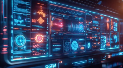 Obraz premium Digital medical record interface glowing with futuristic design, representing the next generation of healthcare technology.