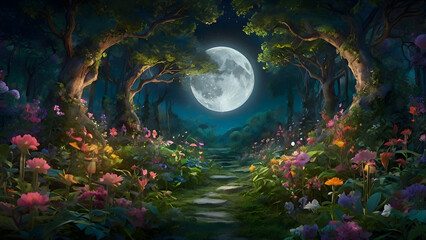 background, beautiful enemy style night view, beautiful night view with moon