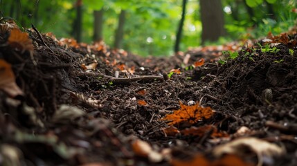 Obraz premium Forest Path with Fall Leaves and Soft Earth Ground