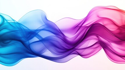 Abstract colorful wave, smooth flowing lines, white isolate background.