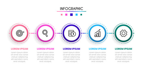 Timeline infographic chart with 5 steps, infographic for business