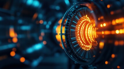 Obraz premium Futuristic technology interface with glowing elements and intricate details.