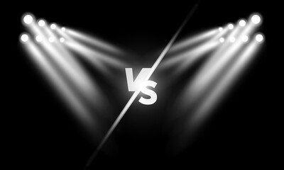 Versus background with thunderstorm effect. VS screen for sport games, match, tournament, martial arts, sport banner. lightning with flashes of light. Vector illumination