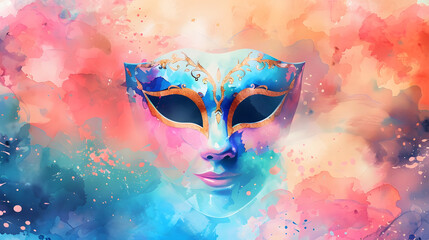 Colorful Mask Frame Background watercolor