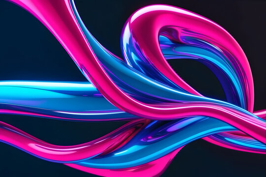 Neon Fluid Abstract, An abstract 3D rendering featuring fluid