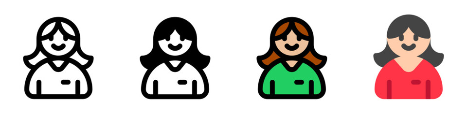 Editable female employee, person, user, worker, profession vector icon. Business, work, job, office. Part of a big icon set family. Perfect for web and app interfaces, presentations, infographics, etc