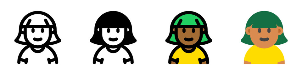 Editable woman with bob haircut avatar vector icon. User, profile, identity, persona. Part of a big icon set family. Perfect for web and app interfaces, presentations, infographics, etc