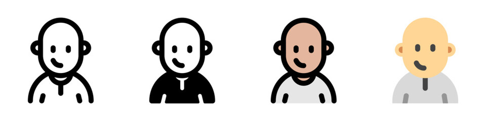 Editable person with clean shaved bald head avatar vector icon. User, profile, identity, persona. Part of a big icon set family. Perfect for web and app interfaces, presentations, infographics, etc