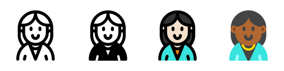 Editable female employee avatar vector icon. User, profile, identity, persona. Part of a big icon set family. Perfect for web and app interfaces, presentations, infographics, etc