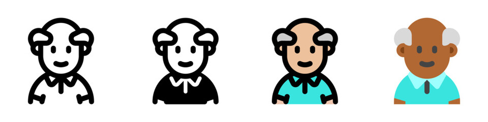 Editable old man grandpa with balding head avatar vector icon. User, profile, identity, persona. Part of a big icon set family. Perfect for web and app interfaces, presentations, infographics, etc