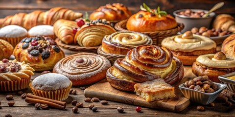 Freshly-baked pastries on a table