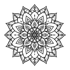 Abstract black and white floral mandala design vector illustration with an ornamental flower pattern, perfect for tattoo design or decorative art
