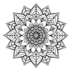 Abstract black and white floral mandala design vector illustration with an ornamental flower pattern, perfect for tattoo design or decorative art