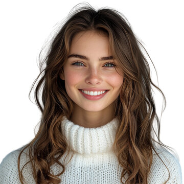 beautiful woman with brunete hair on a transparent background