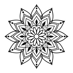 Abstract black and white floral mandala design vector illustration with an ornamental flower pattern, perfect for tattoo design or decorative art