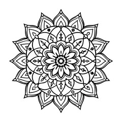 Abstract black and white floral mandala design vector illustration with an ornamental flower pattern, perfect for tattoo design or decorative art