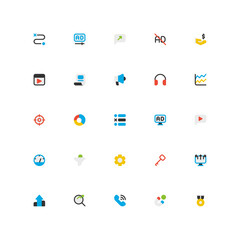 Online Marketing Icon Set Collection. 2D Icons Editable Flat Style and Pixel Perfection
