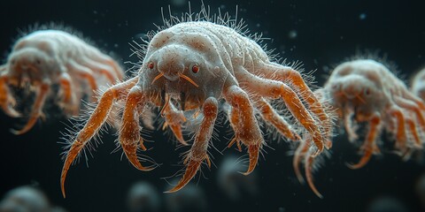 Obraz premium Realistic 3D Render of Dust Mites in Action