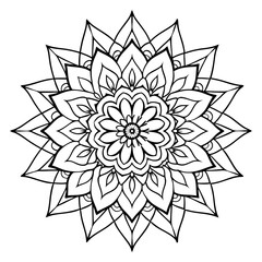 Abstract black and white floral mandala design vector illustration with an ornamental flower pattern, perfect for tattoo design or decorative art