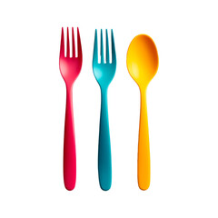 Colorful plastic cutlery Isolated