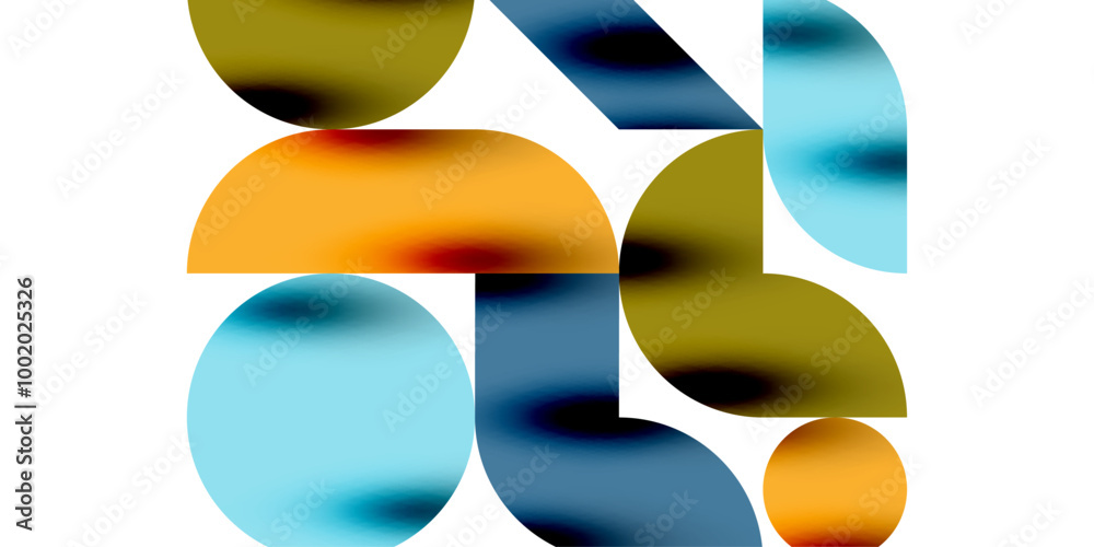 Poster Tech minimal circular shapes geometric art. Vector modern circles