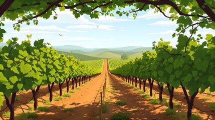 Vineyard Scene, Rolling Hills