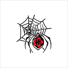 Illustration symbolizes having to stopA spider on a web with a white background