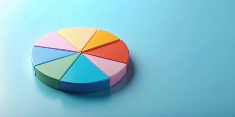 Obraz premium Colorful pie chart on a light blue background, data visualization, statistics, colorful, chart, graph, information