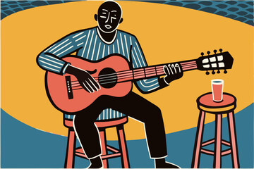 Fototapeta premium Serene Acoustic Guitar Session with Stylish Musician