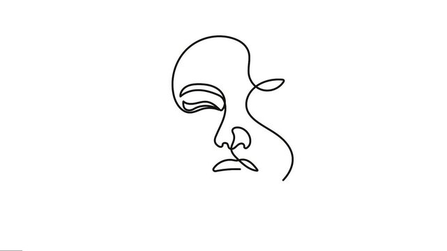 Model women face beauty salon Continuous single line art Animation&mdash;animated Video of young girls feminine Motion Graphics. 