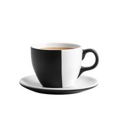 Obraz premium Black and White Coffee Cup with Saucer