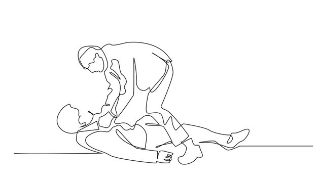 continuous line of fighting between two men.single line vector of fighting fist fight.line drawing of fighting manhood