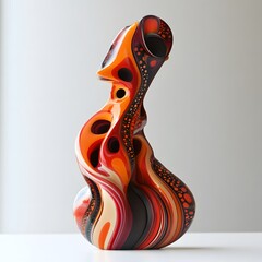 Obraz premium 33. Sculptural art toy figure with flowing organic shapes and intricate patterns displayed on a clean surface â€“ar 16:9