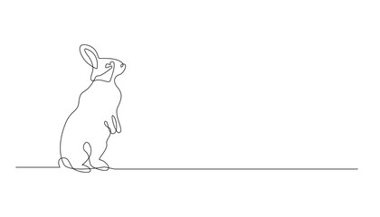 continuous line standing rabbit.single line vector standing rabbit.line drawing of standing cute rabbit.vector line illustration