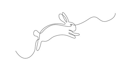 Obraz premium continuous line of jumping rabbit.single line vector of jumping rabbit.line drawing of cute rabbit jumping.vector line illustration