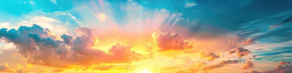 Fototapeta premium Warm Sunset. Dramatic Panorama Sky on Sunset Time with Beautiful Twilight Colors