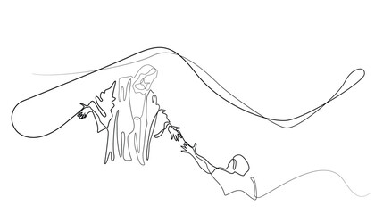 vector line art.jesus gives help to the people.line vector illustration