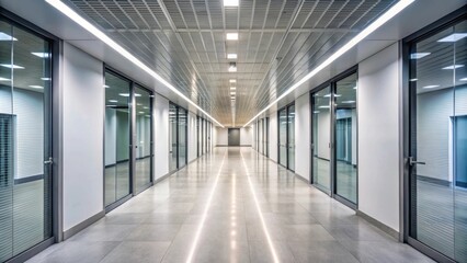 Long, empty corridor in a modern office building, corridor, hallway, interior, empty, modern, office, building, architecture