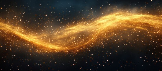 A glowing, golden wave of energy or light on a dark background, resembling a cosmic stream or celestial event.