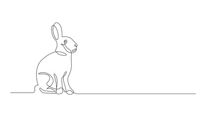 continuous line rabbit.single line rabbit vector.cute rabbit line drawing.vector line illustration