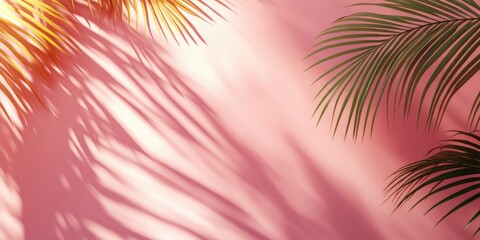 Peach Background with Palm Leaf Shadows