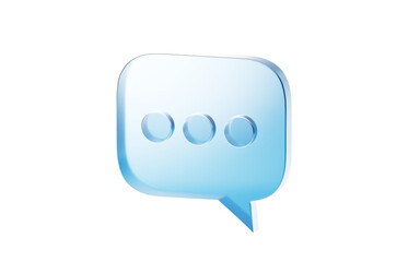 Transparent blue glass icon, 3d rendering.